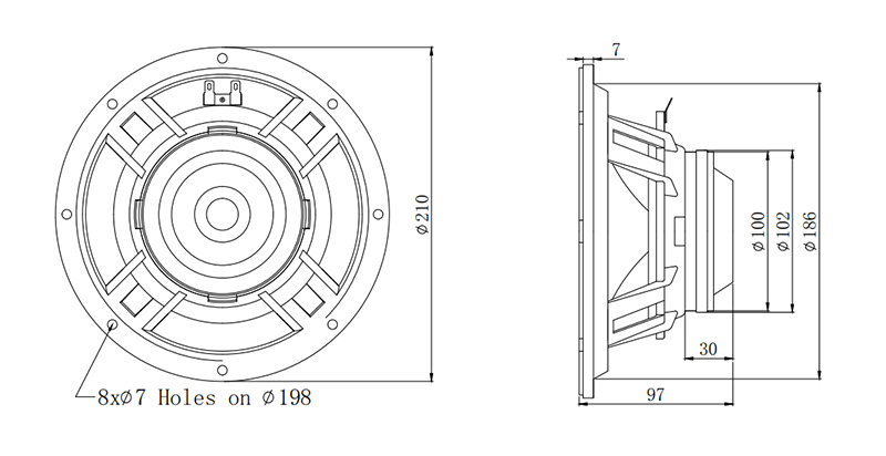 MR08H08 8 inch neodymium speaker